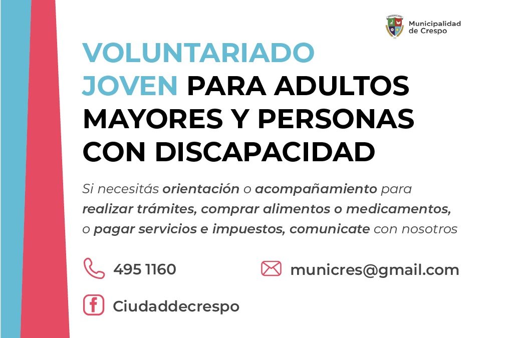 SE CREÓ EL VOLUNTARIADO JOVEN PARA ADULTOS MAYORES Y PERSONAS CON DISCAPACIDAD