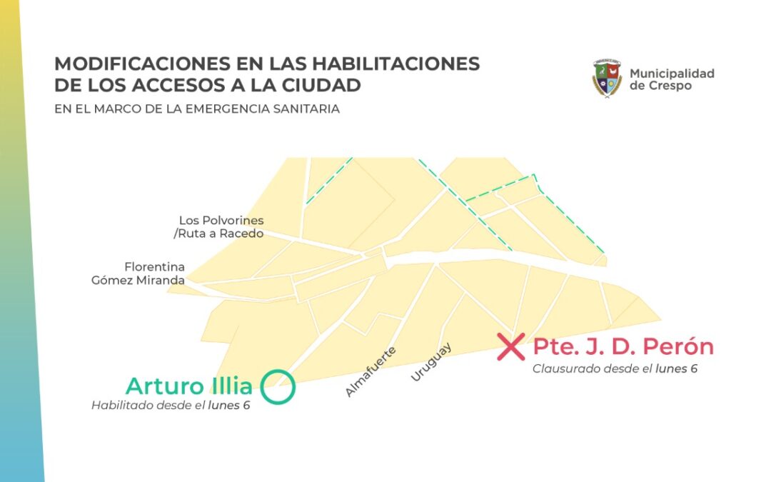 DESDE EL MEDIODÍA QUEDARÁ HABILITADO EL ACCESO ILLIA E INHABILITADO EL ACCESO PERÓN